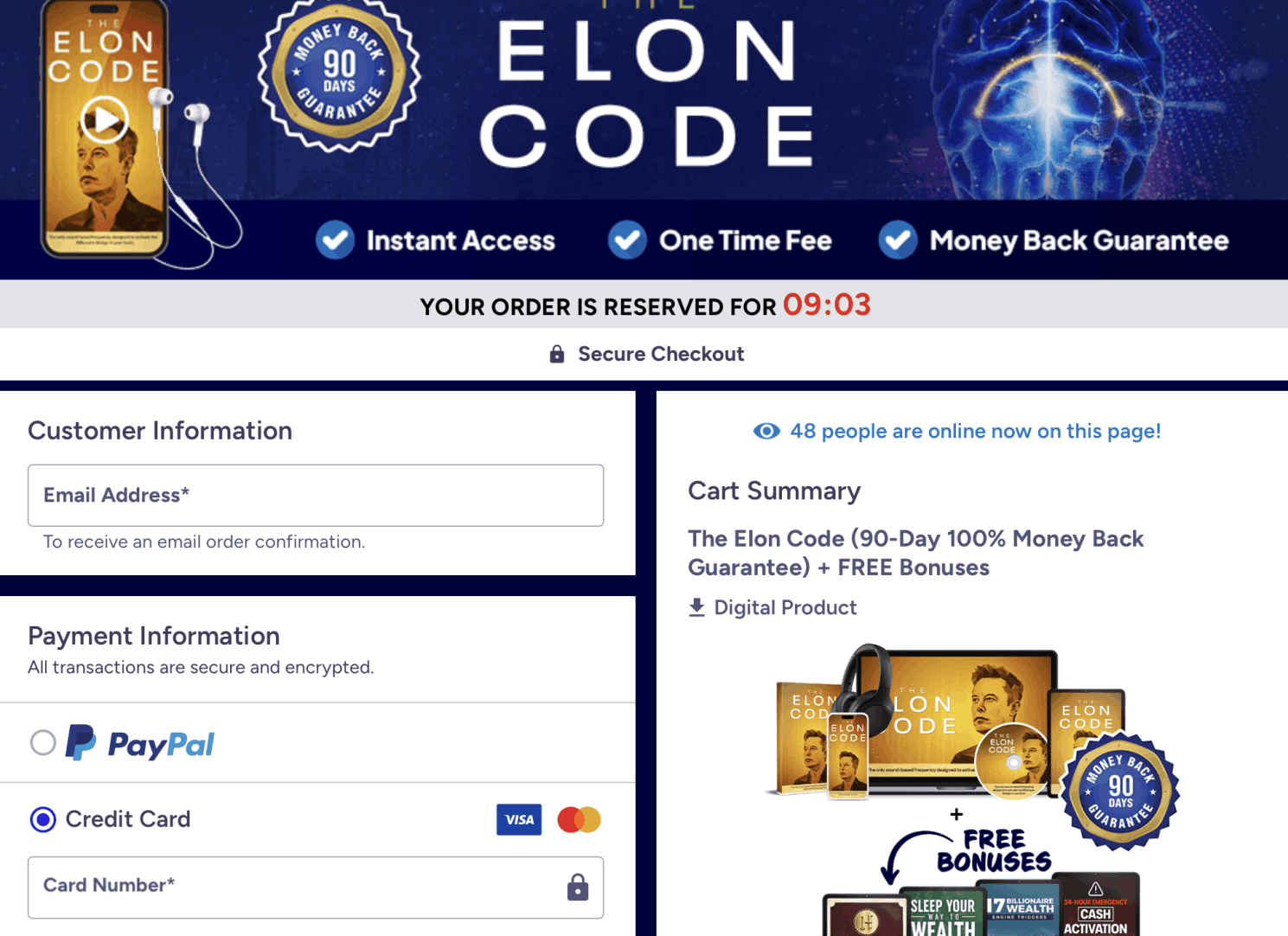 The Elon Code Checkout Page